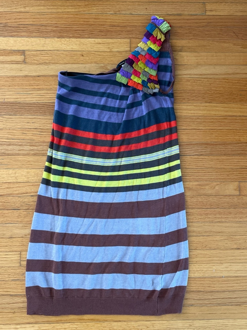 Nanette Lepore Multicolor Stripe One Shoulder Dress